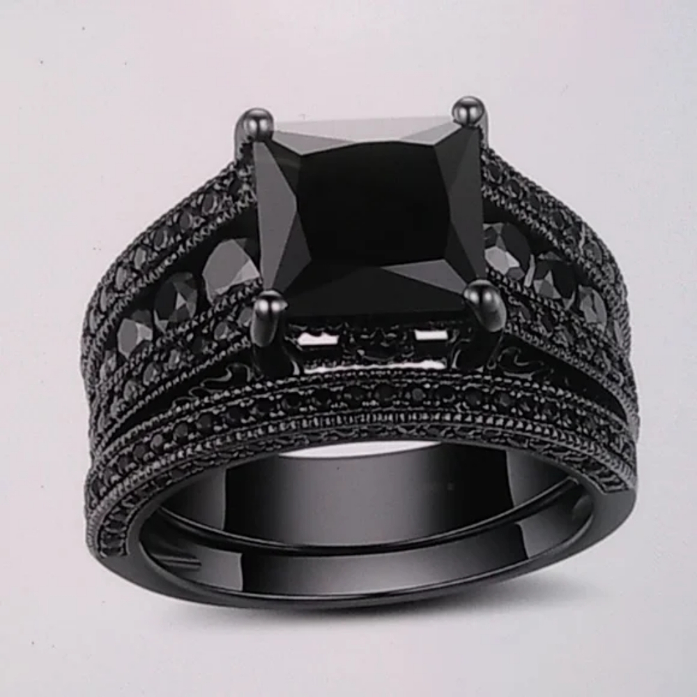 NEW 18K BLACK SAPHIRE STERLING SILVER RING - Picture 5 of 6